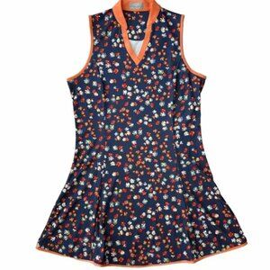 Callaway Women’s Medium Blue Indigo Orange Floral Opti-Dri Golf Activewear Dress